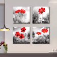 thumbnail image 2 of Wall art 4Panel Modern Salon Theme Black and White Plant The red flower Flower Abstract Painting Still Life Canvas Wall Art for Home Decor Flower Canvas Print Wall Art Painting For Living Room Decor, 2 of 6