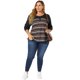 thumbnail image 3 of Women's Plus Size Blouse Stripe Pullover V Neck Button Decor Long Sleeve Knit T Shirt Black 4X, 3 of 7