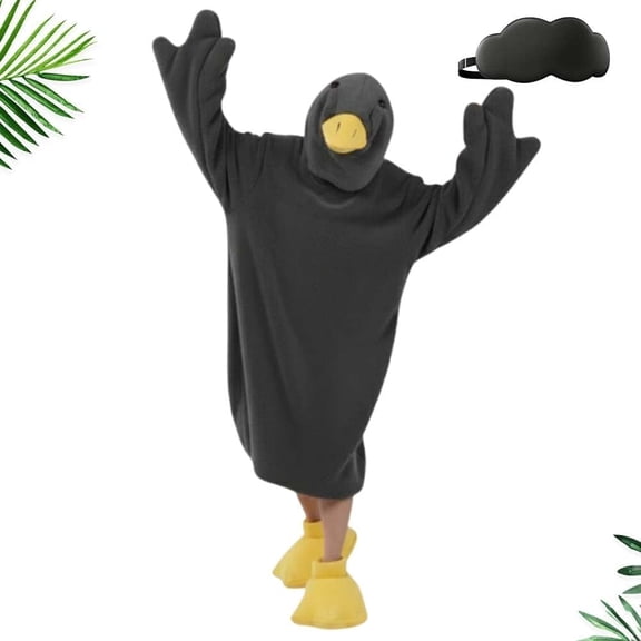 Goose Blanket Hoodie Onesie - Duck White Sleeping Suit for Adults & Kids, Oversized Wearable Blanket with Hood, Warm Coral Fleece Costume for Halloween, Christmas
