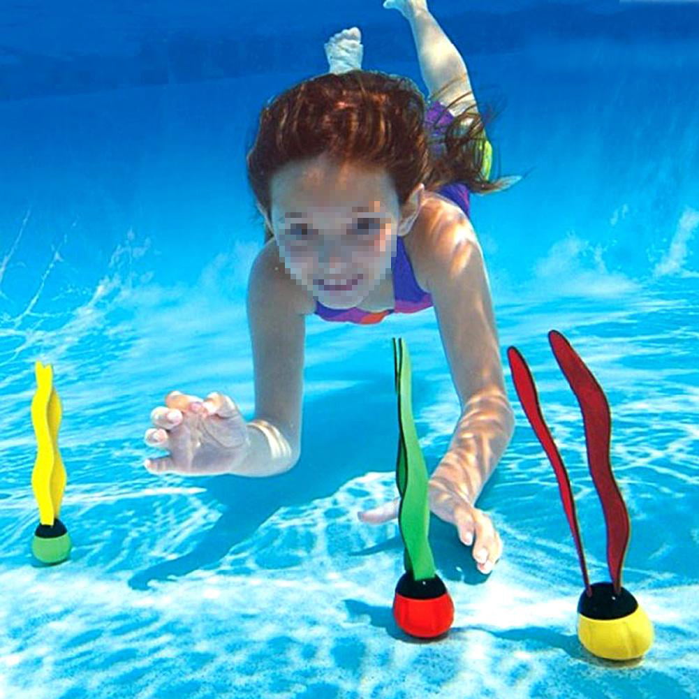 Alomejor Swimming Pool Toys Aquatic Diving Balls Sea Plant Shape Diving Toys Under Water Games Toy Training Gift for Boys Girls 