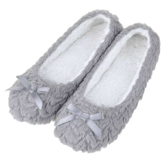 festooning Women's ​Ballerina Slippers Comfy Memory Foam House Slippers Light Weight Slip on Bedroom Shoes Grey 7