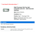thumbnail image 2 of Right Passenger Side Fog Light - Compatible with 2015 - 2020 Chevy Suburban 2016 2017 2018 2019, 2 of 2