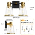 thumbnail image 6 of Deyidn 2-Light Black Gold Mid Century Modern Vanity Lights with Clear Glass Shades, 6 of 6
