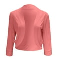 thumbnail image 6 of XINSDOAKK Womens Blazer Women's Relaxed Scuba Knit Stretch Blazer with Scrunch Sleeves (Watermelon Red,L), 6 of 6