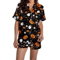 thumbnail image 3 of Halloween Pajamas Halloween Pumpkin Print Plus Size Button Pajamas for Women Set, 3 of 6