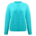 thumbnail image 5 of Holzkary Womens Lightweight Cable Knit Trendy Classic Pullover Sweaters Fall Outfits 2025 Fall Solid Round Neck Knit Long Sleeve Sweater Soft Business Casual Knit Jumper Top Sky Blue Xl, 5 of 6
