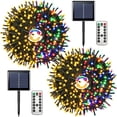thumbnail image 1 of 2 Pack Green Lights Solar Powered  200 LED 75.5ft Each Solar String Lights Outdoor Waterproof  8 Modes Green Christmas Lights for Patio  Garden  Tree  Halloween Decorations, 1 of 17