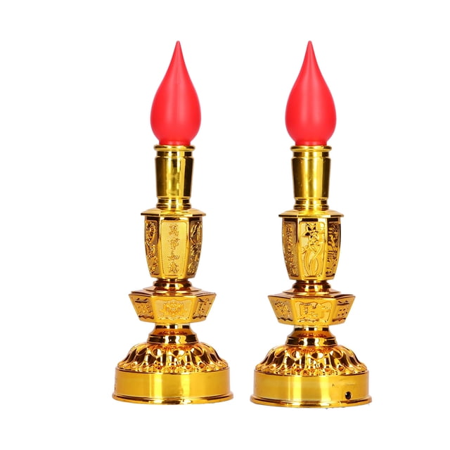 Bougie Lampe Bougie en Plastique Rouge Lampe Bougie Led Bas Style Powerumptionnese Traditionnel Rétro Lampe de Décoration Bouddhiste