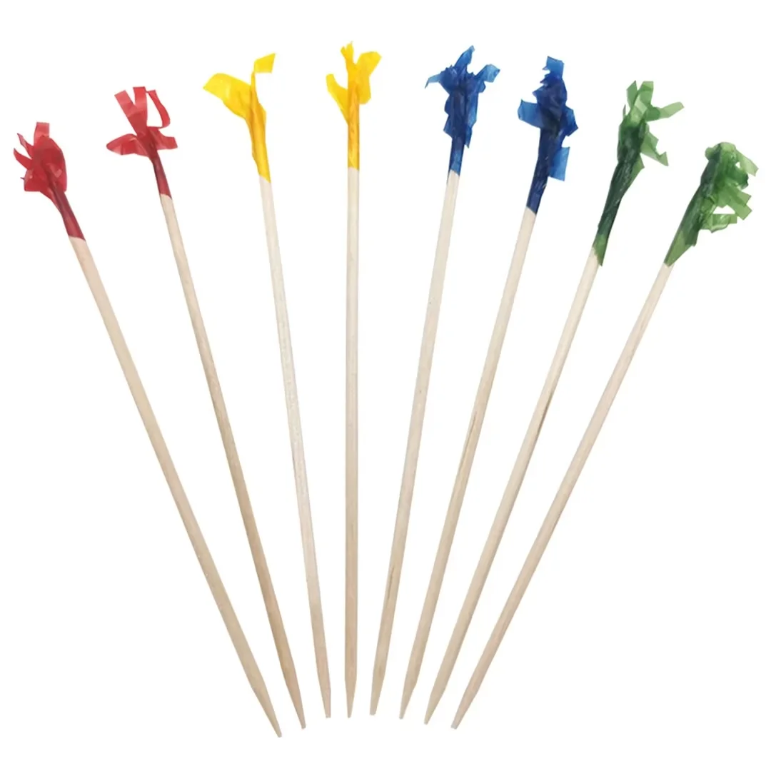 50 Colored Frilled Cocktail Picks - 7cm Long Decorative Toothpicks For Party Food & Drinks
