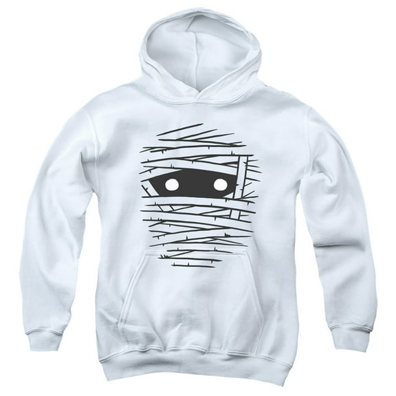 Popfunk Halloween Mummy Costume Youth Kids Boy/Girls Pull-Over Hoodie, White, Medium