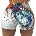 thumbnail image 2 of Balery Colorful Floral Jellyfish Pantalones cortos de entrenamiento estampados para mujer, sin costuras, ajustados, para gimnasio, yoga, correr, deportes, ejercicio activo, fitness.-Large, 2 of 8