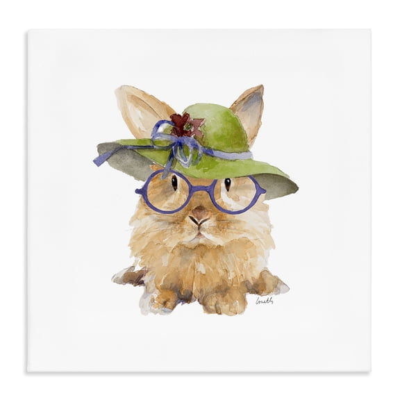 Stupell Industries Eclectic Funny Hat Fashion Bunny Animal Watercolor Canvas Art, 17 x 17, by Lanie Loreth