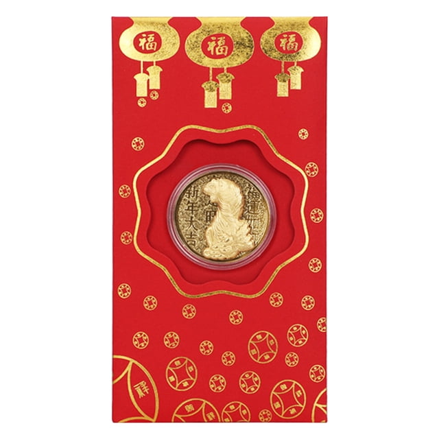 Limited Time Qaailabf New Year Auspicious Gold Coin Red Envelope Gold Foil Chinese Red Envelope