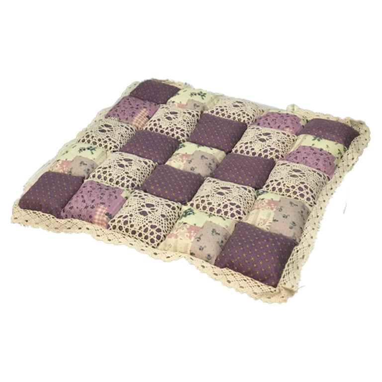 Square chair cushion with ties/ purple chair pad/ cotton seat cushions