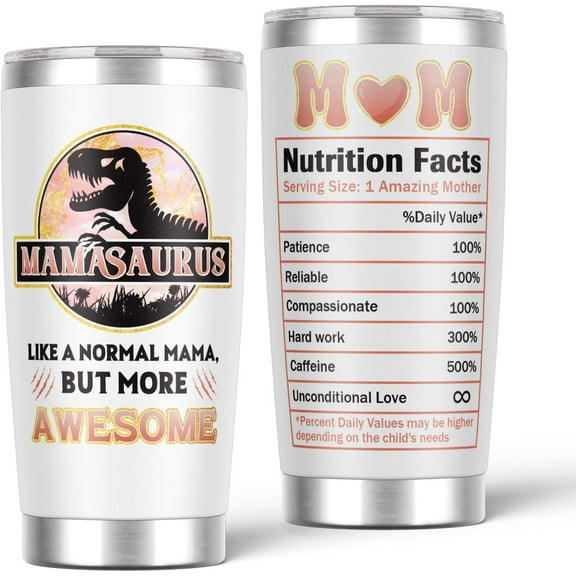 Gifts for Mom, Birthday Gift for Moms From Daughter Son, Christmas Mother Coffee Cups, Dinosaur Travel Tumbler With Lid And Straw, Stainless Steel Cup, Best Mom Ever Gifts, New Mom, 20 Oz Tumbler
