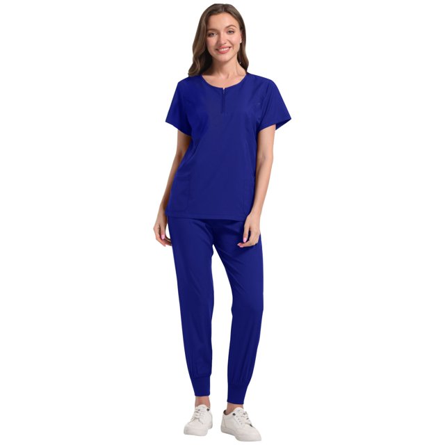 Ensemble de Blouses Médicales pour Femmes 2 Pcs, Uniforme d'Infirmière Extensible pour Jogging, Hauts Confortables et Pantalons Fuselés