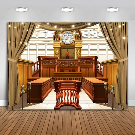 Image of Courtroom Photography Backdrop European Archiculture Background Ace Attorney Referee Background Birthday Party