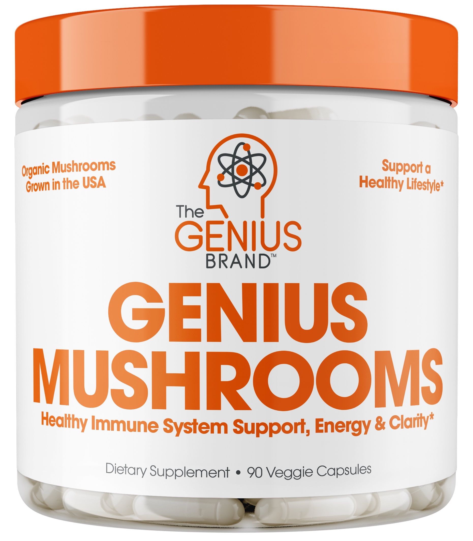 Mushroom Nootropic Supplement W/ Lions Mane, Reishi, Cordyceps for Energy, Focus - Genius Brand