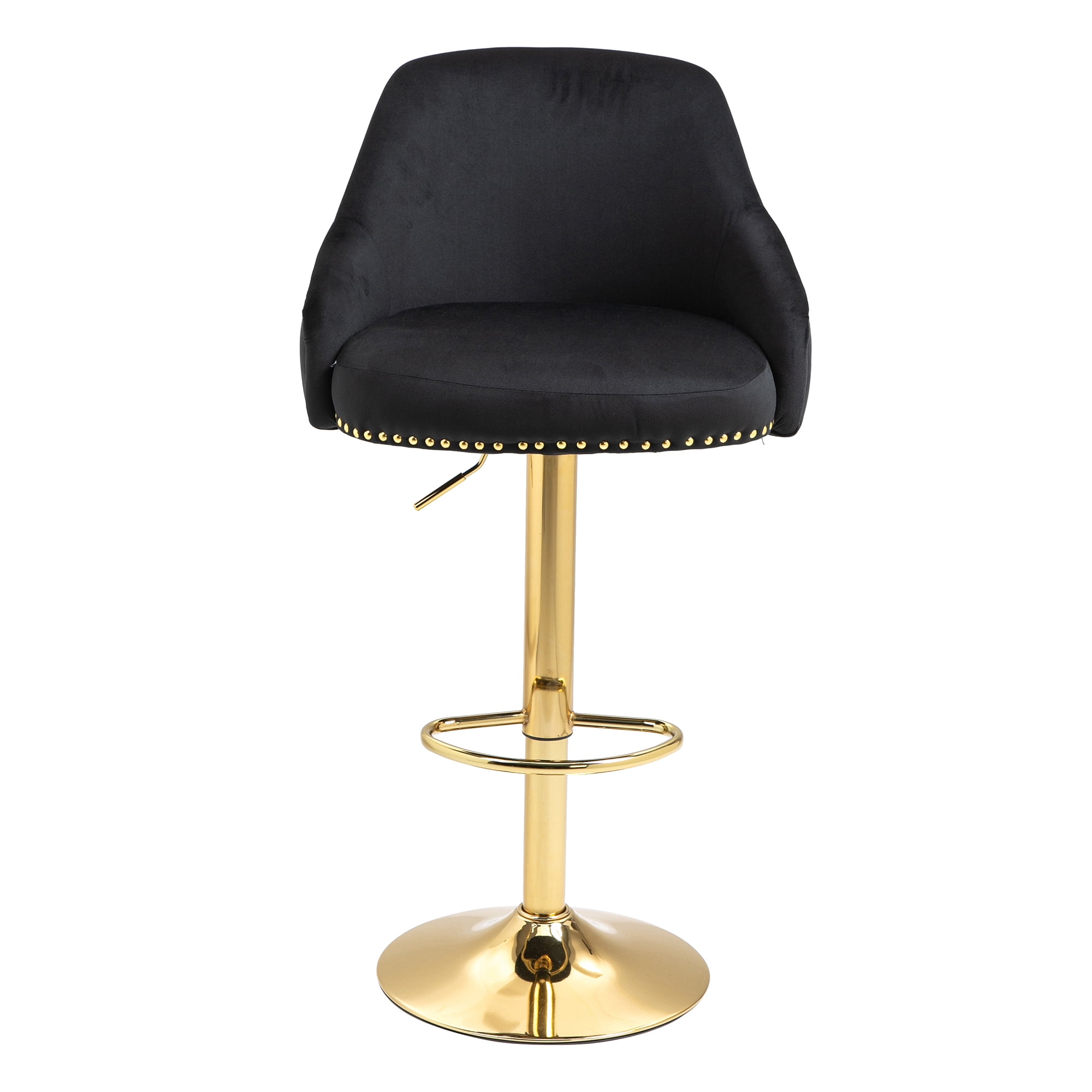 HOMEFUN Black Modern Swivel Metal Frame Adjustable Hight Cushioned Bar