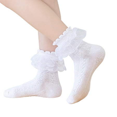 

Kids Baby Girls Socks Cute Ruffled Mesh Patchwork Princess Dress Socks for Toddler Clothing Accessory