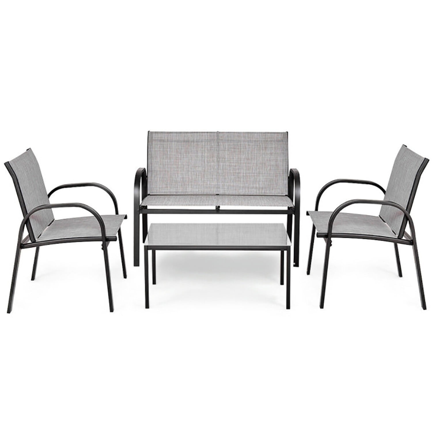 Aimee Lii 4 Pieces Patio Furniture Set with Glass Top Coffee Table, Outdoor Patio Set Aimee Lii 4 Pieces Patio Furniture Set with Glass Top Coffee Table, Outdoor Patio Set