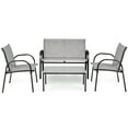 thumbnail image 2 of Barara King 4 Pieces Patio Furniture Set with Glass Top Coffee Table Patio Garden Lawn Cushioned Seat, Patio sectional Furniture Sets-Gray, 2 of 4