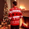thumbnail image 3 of Iceglad Men's Ugly Christmas Sweater Reindeer Snowflake Print Acrylic Knitted Pullover, 3 of 7