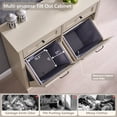 thumbnail image 7 of Aitjunz Double Tilt Out Trash Can Cabinet with Drawer, Wooden Farmhouse Kitchen Cabinet with 20-Gallon Hidden Trash Can Storage, Cream, 7 of 7