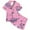 Pink, variant on JIAYUE Girls Pajamas Two Piece Sets Cute Pattern Print Notched Collar Short Sleeve Tops And Elastic Waist Shorts Sleepwear For Cozy Summer Indoor Lightweight Night Soft Homewear,4-5 Years