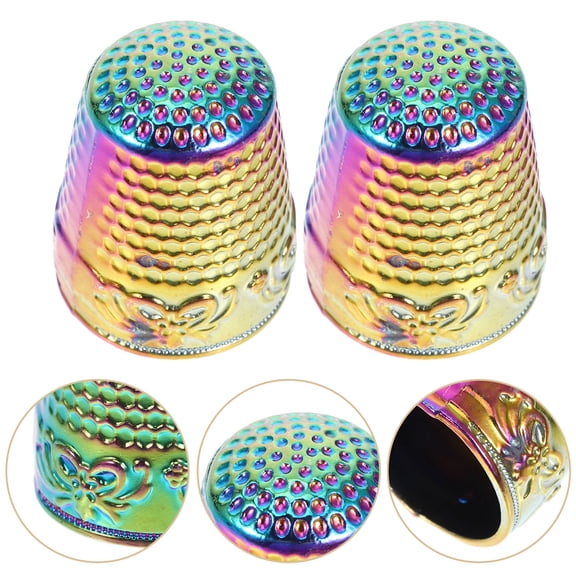 OULII 4Pcs Metal Sewing Thimbles Copper Finger Protectors for Quilting Hand Embroidery