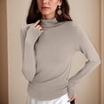 thumbnail image 4 of felwors All-in-One Women's Turtleneck Base Layer Soft Thermal Long Sleeve Top for Effortless Fall & Winter Style Khaki, L, 4 of 8