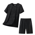 thumbnail image 2 of Men's Cool Mesh Workout Outfit, Quick Dry Breathable Athletic Tee & Lightweight Gym Shorts with Zipper Pocket Big and Tall Size M-5XL Black, 2 of 6