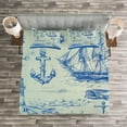 thumbnail image 3 of Ambesonne Fishing Quilted Bedspread Set 3 Pcs, Whale Wheel Sketch, Queen Size, Eggshell Blue, 3 of 3