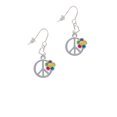 thumbnail image 2 of Silvertone Large Multicolored Daisy on Peace Sign Heart French Earrings, 2 of 4