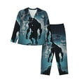thumbnail image 1 of Fotbe Moon Wolf Warrior Conjunto de Pijama de Manga Larga para Mujer con Estampado, Ropa de Dormir de 2 Piezas, Conjunto de Casa Suave y Cómodo con Bolsillos-Medium, 1 of 7