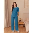 thumbnail image 3 of EKOUAER Cotton Pajamas Sets for Women Soft Contrast Piping Lounge Set 2 Piece Short Sleeve Pj Set with Pockets, 3 of 6