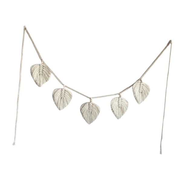 Guirnalda de hojas tejidas, pancarta de macramé para colgar en la pared, tapiz de hojas, fondo, decoración del hogar, borla bohemia hecha a mano para