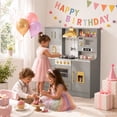 thumbnail image 2 of AILEEKISS Wood Kids Play Kitchen, Pretend Kitchen Playset for Children Age 3 Years up, Grey, 2 of 9