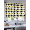 thumbnail image 5 of Sheer Curtains 54 Inch Length 2 Panels Set for Kitchen, Yellow Lemons Semi Sheer Curtains for Windows, Summer Botanical Black White Checkered Voile Window Treatments Rod Pocket Curtain, 5 of 7
