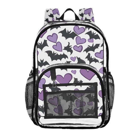 ALAZA Clear Backpack Bats and Hearts PVC Transparent BookBag