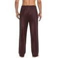 thumbnail image 4 of qelini Mens Sleep Pants with Pockets Elastic Waist Straight Leg Pants Solid Loungewear Pants Stylish PJs Bottoms, 4 of 6