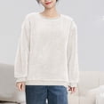 thumbnail image 2 of Kaemgyyd Long Sleeve Tops for Women Fleece Fuzzy Winter Warm Sweatshirts Soft Solid Crewneck Pullover Loungewear, 2 of 4