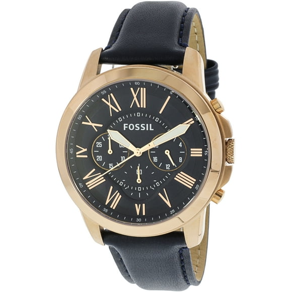 Fossil Montre Habillée Analogique en Cuir Bleu pour Hommes Grant FS4835