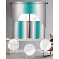 thumbnail image 3 of Gray Teal Green Kitchen Curtains Swag Valance and Tier Curtains Set 36 Inch Length, Modern Gradient Geometric Rod Pocket Drape Panels Pair Swag Curtain for Bathroom/Cafe/Window, 3 of 6
