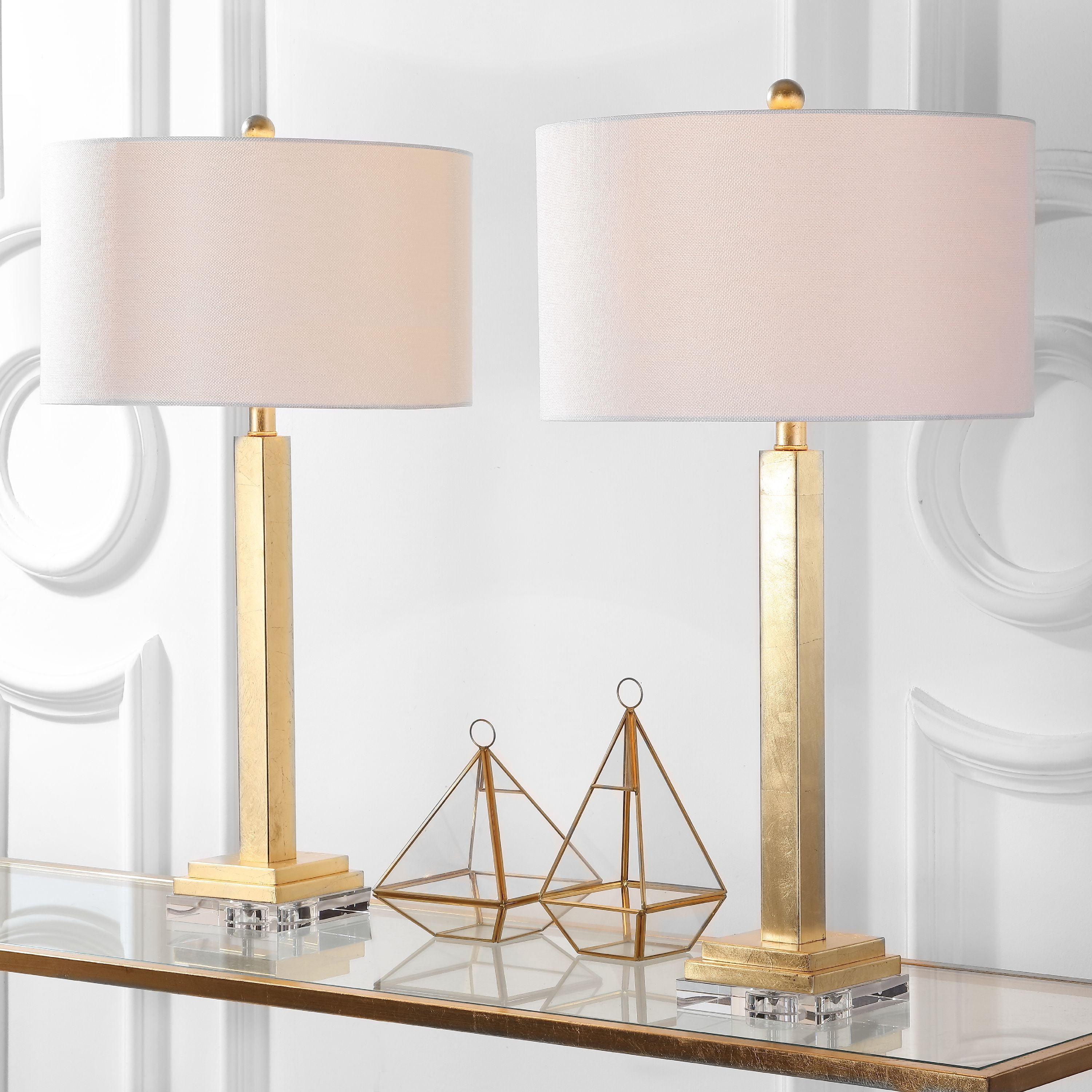 SAFAVIEH Perri 30 in. High Crystal Base Table Lamp, Gold, Set of 2