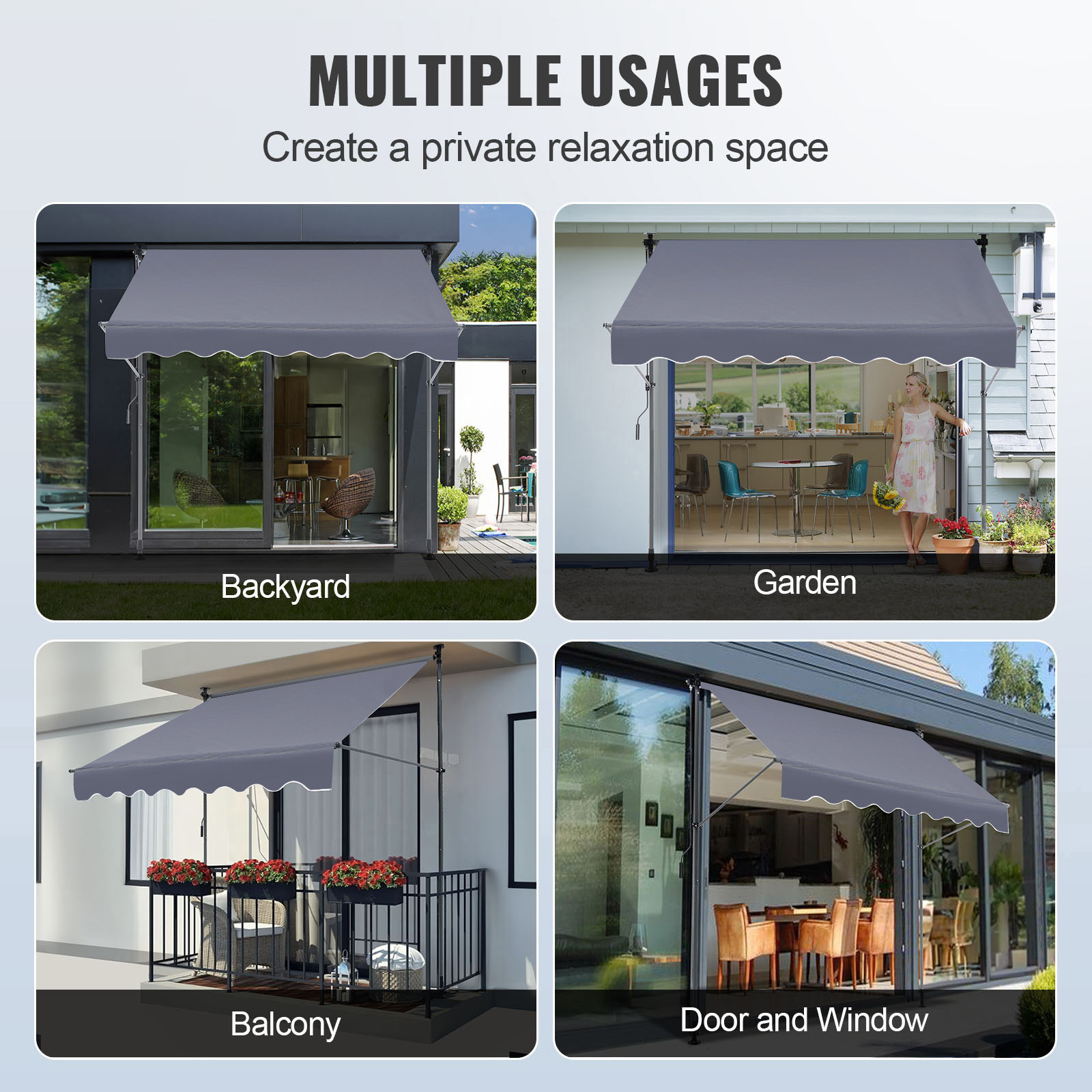 KFFKFF Hand-Operated Sunshade, 78" Exterior Pull-Out Terrace Sun Protection Cover, Modifiable Porch Door Window Shade with 39" Sun Block Curtain for Outdoor Space, Lawn, Veranda