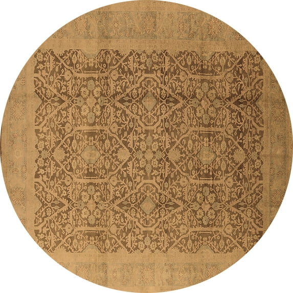 Ahgly Company Indoor Round Oriental Brown Traditional Area Rugs, 4' Round