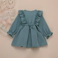 thumbnail image 4 of EIMELI Vêtements Solides pour Bébé Fille Robe à Manches Longues Jupe en Coton Lin, 4 of 4