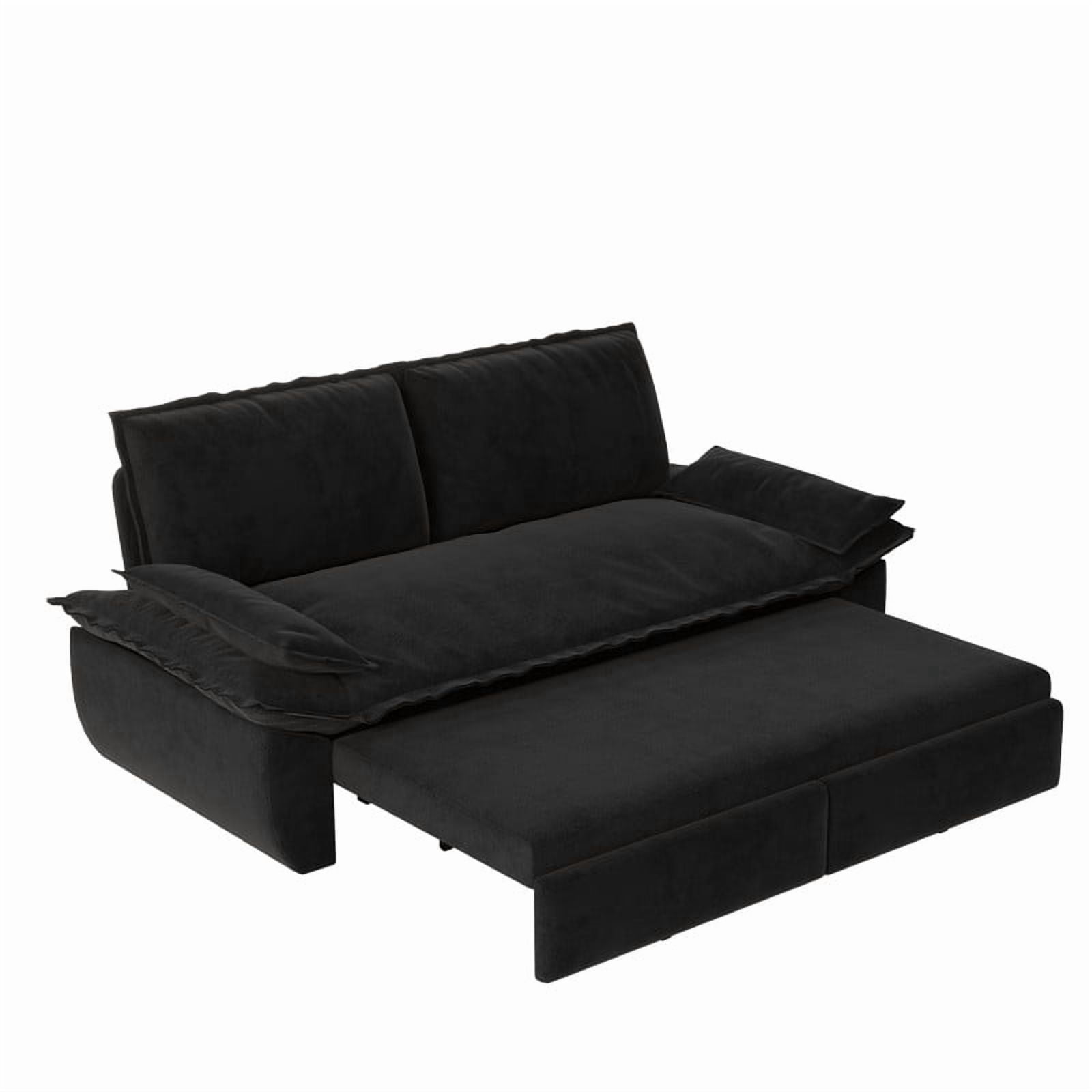 3-in-1 Velvet Convertible Sleeper Sofa, Queen Size Pull Out Chaise Sofa Bed, 73.2''W Deep Seat Loveseat Couch