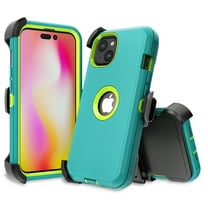 NIFFPD iPhone 14 Plus Case with Belt-Clip Holster , Heavy Duty Hard Shockproof Protective Phone Case for iPhone 14 Plus 6.7" Green Yellow